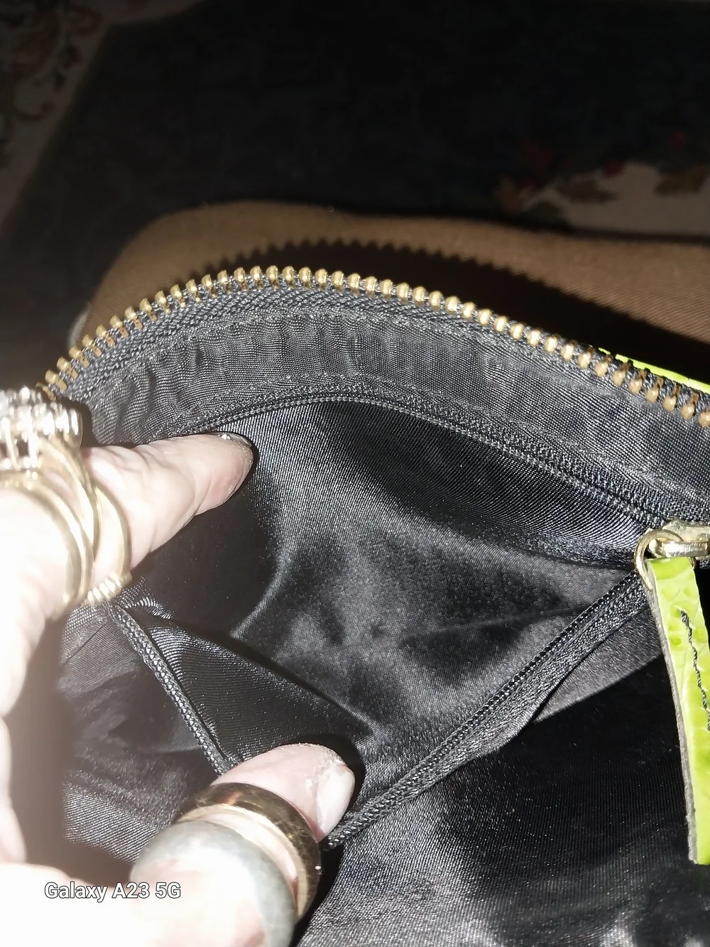 Brahmin Green Croc Embossed Wristlet/ Clutch Gold Hardware Zipper Enclosure